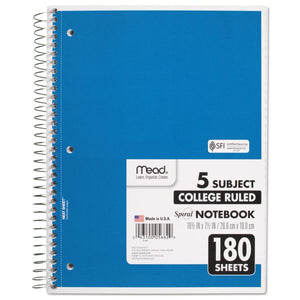 Mead Spiral Notebook 5 Subject,180 Count College-Ruled (05682)