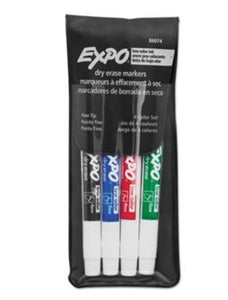 Expo Low-Odor Dry-Erase Markers, Fine Tip, Assorted Colors, 4/Set (86074)