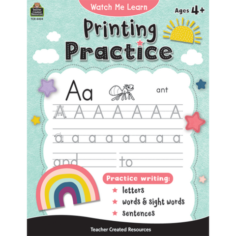 Teacher Created Watch Me Learn: Printing Practice, Handwriting 80 Pages (TCR8404)