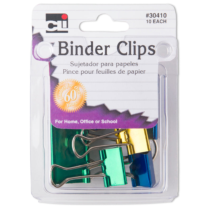 Charles Leonard Binder Clips, Assorted Sizes & Colors, Pack of 10 (30410)