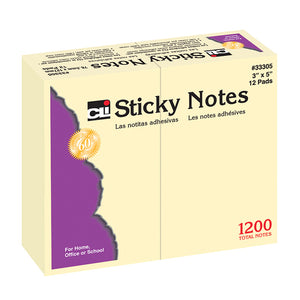Charles Leonard 3" x 5" Sticky Notes, Plain (CHL 33305)