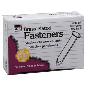 Charles Leonard Brass Paper Fasteners, 3/4", 100 Pack (CHL3RBP)