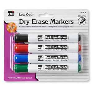 Charles Leonard Dry Erase Markers Barrel, 4 Pack (CHL 47814)