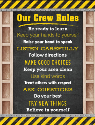 Teacher Created Under Construction Our Crew Rules Chart, 17" x 22"(7945)
