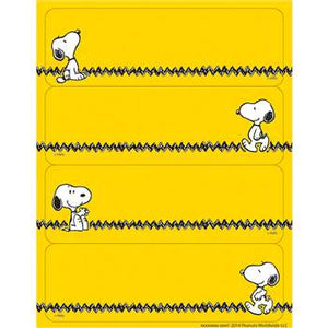 Eureka Peanuts, Snoopy Yellow Label Stickers, Pack of 56 (EU 656142)