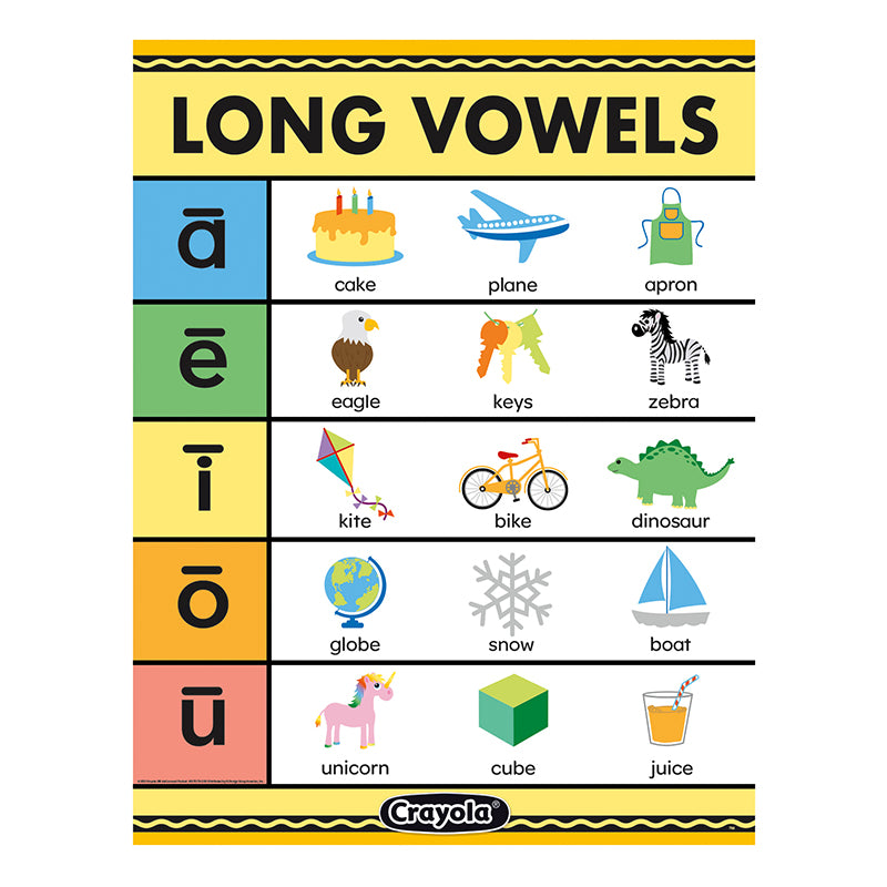 Eureka Crayola Long Vowels Poster , 17" x 22" (EU 837557)