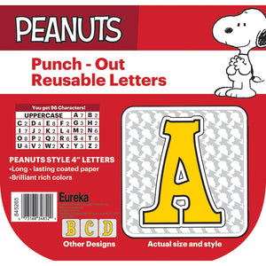 Eureka Peanuts® Punch-Out Reusable Letters, Bulletin Board, 4", Yellow (EU 845265)