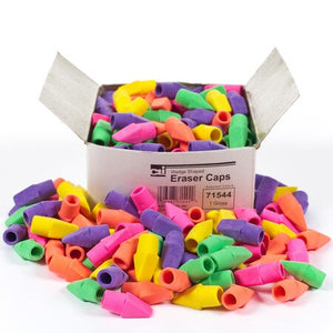 Charles Leonard Pencil Eraser Caps, Latex Free, Assorted Colors, 144 Per Box (CHL 71544)