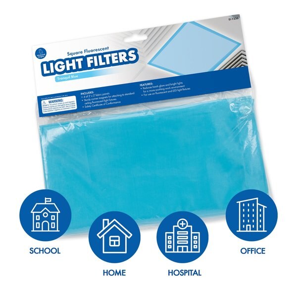 Learning Resources Classroom Light Filters, Tranquil Blue, Square, Set of 4, 2' x 2' (LER 1236)