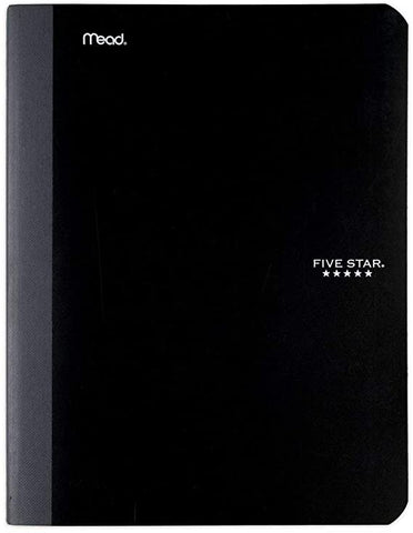 Mead Five Star Composition Book with Pocket, College Ruled, 100 Sheets, 9 3/4" x 7 1/2”