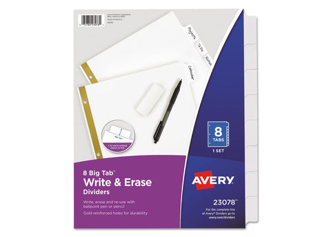 Avery Write & Erase Dividers, 8-Tab Set, 1 Set (23078)