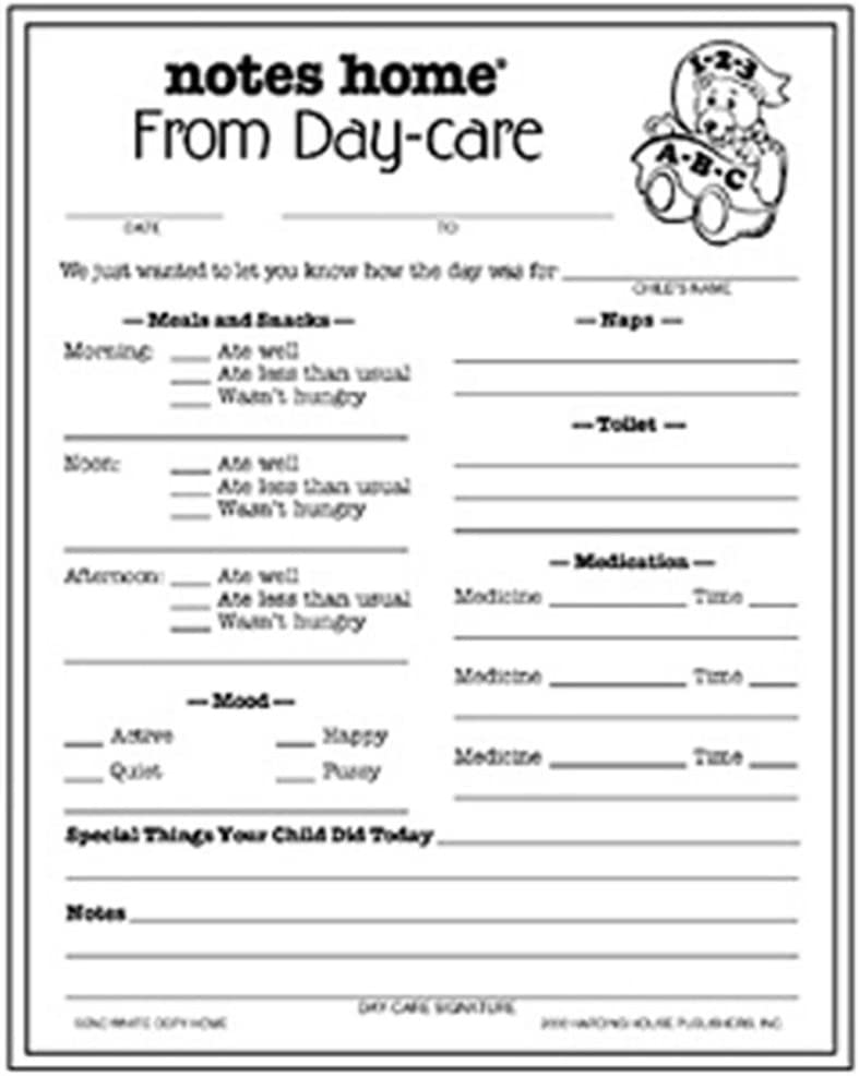 Notes Home From Day-care Two-Part Forms, Pack of 50 (HH 115)