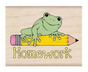 Hero Arts Homework Frog Teacher Classroom Stamp (D291)