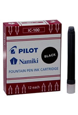Pilot Fountain Pen Ink Cartridge, Pack of 12, Black Ink (IC-100)