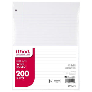 Mead® Loose Leaf Filler Paper 200 ct WR (15200) Wide Ruled