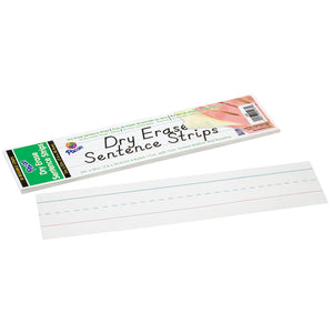 Pacon Dry Erase Sentence Strips, 30 Reusable Sheets, White, Lined, 3" x 12" (PAC5187)
