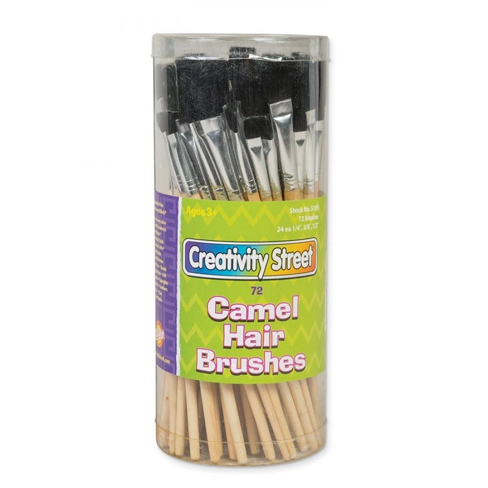 Creativity Street Camel Hair Paint Brushes Assorted Sizes, 72 Brushes (PAC 5189)