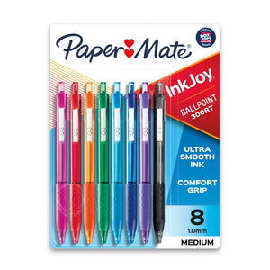 Paper Mate InkJoy 300RT Retractable Ballpoint Pens, 1.0 mm, Assorted Colors, Set of 8