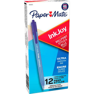 Paper Mate InkJoy 100RT Retractable Ballpoint Pens, Medium, 1 mm, Blue Ink, 12 Count