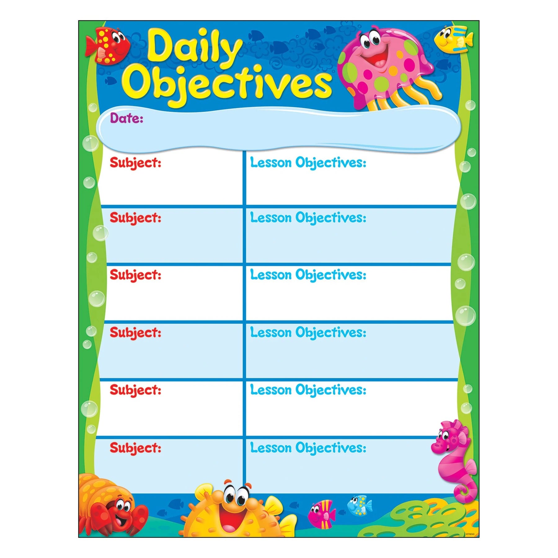 Trend Daily Objectives Sea Buddies® Learning Chart (T38359)