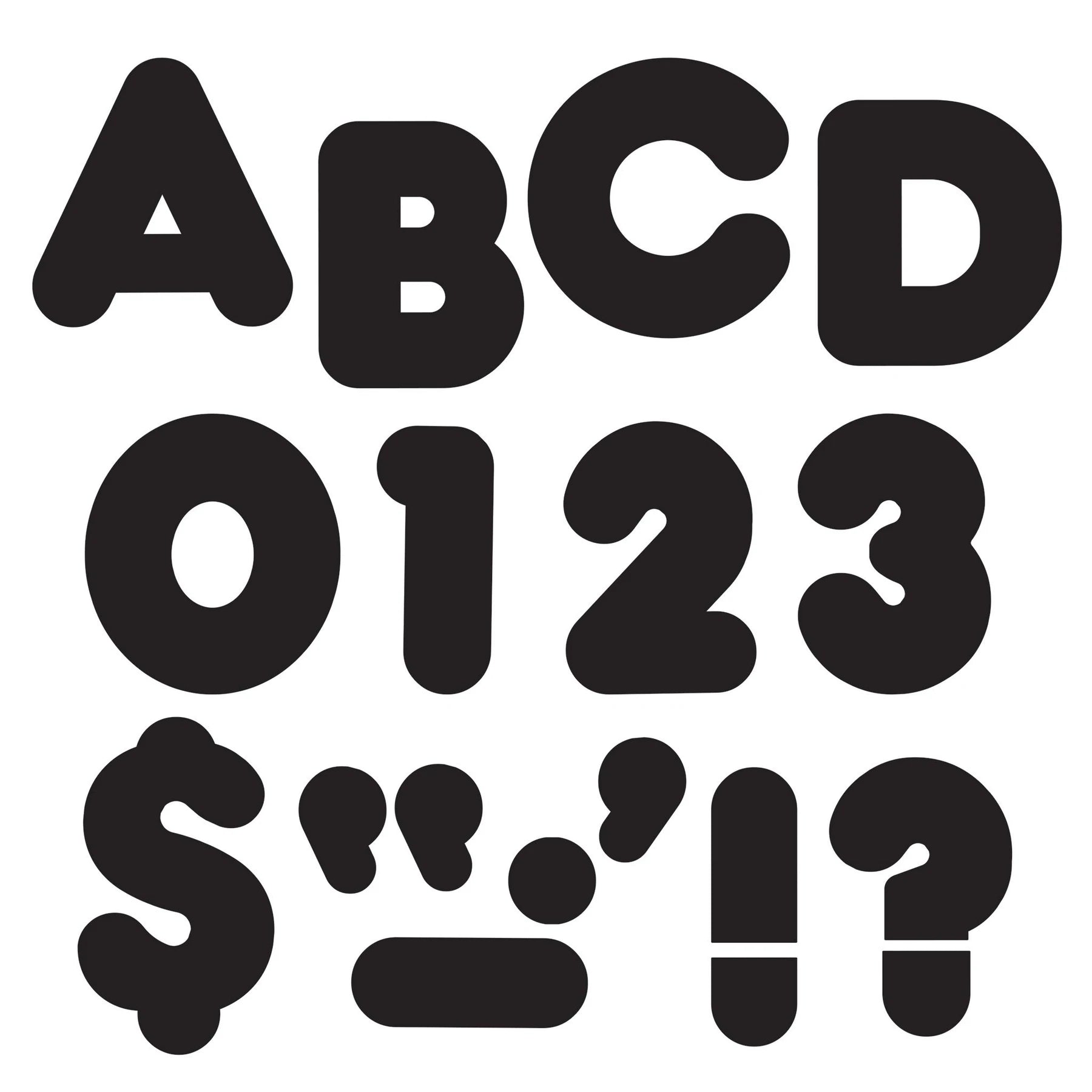 Trend Black 2-Inch Casual Uppercase Ready Letters (T433)