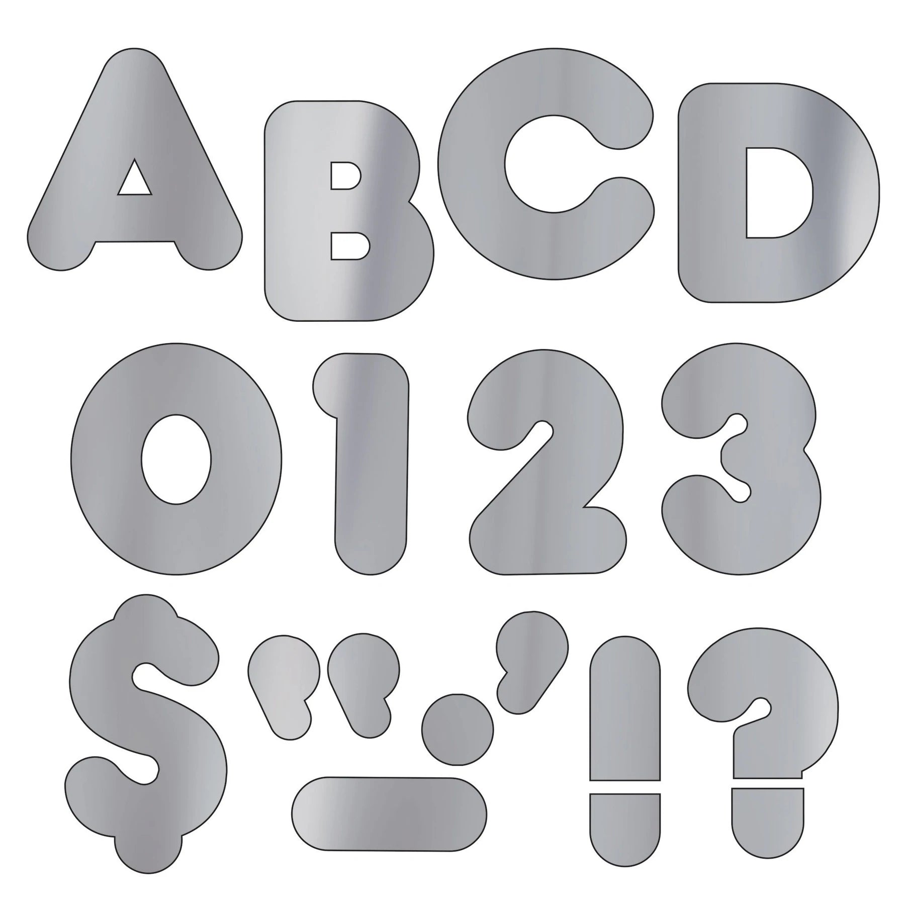 Trend Silver Metallic 2-Inch Casual Uppercase Ready Letters (T494)