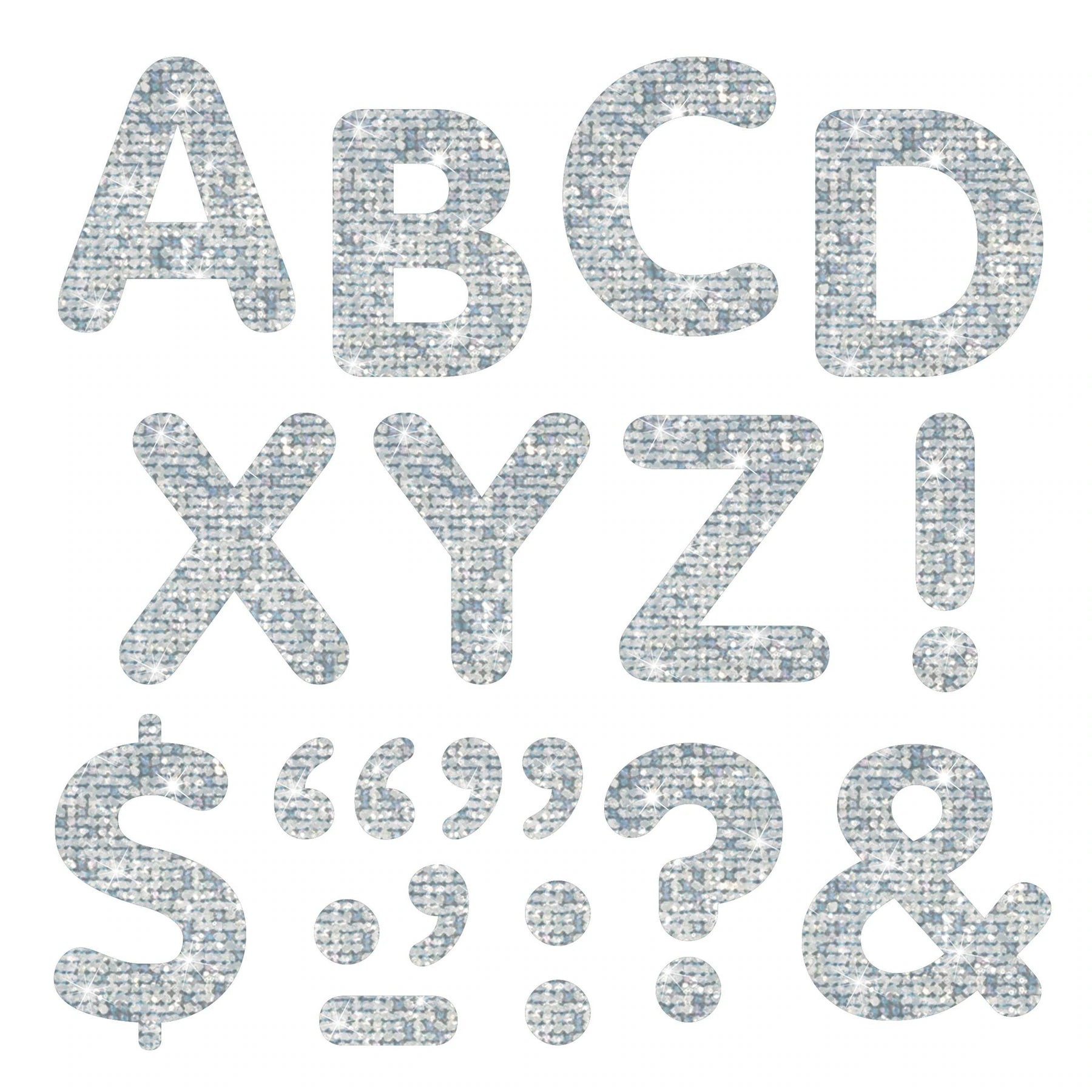 Trend Silver Sparkle 2-Inch Letters & Marks STICK-EZE® Stick-On Letters (T78303)