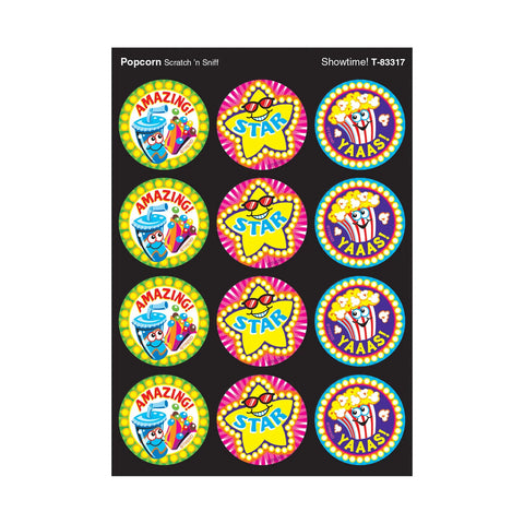 Trend Showtime! Popcorn scent Scratch 'n Sniff Stinky Stickers® – Large Round (T 83317)