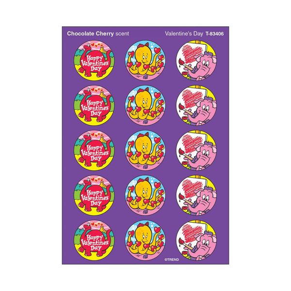 Trend Stinky Stickers Scratch and Sniff -Chocolate Cherry Scent Valentines Day (T83406)