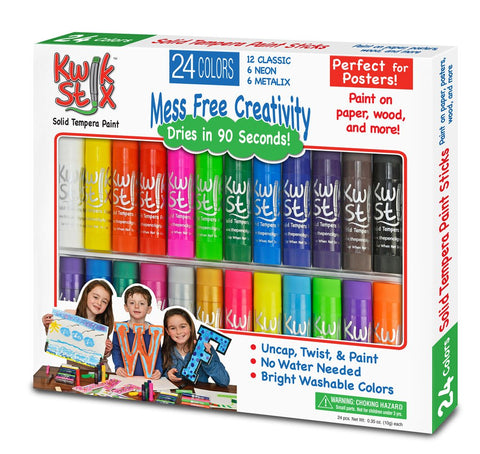 The Pencil Grip Kwik Stix Solid Tempera Paint Combo Pack, Set of 24 (TPG-604)