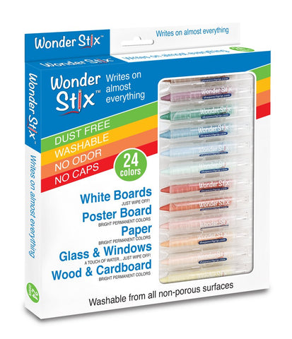 The Pencil Grip Wonder Stix, Pack of 24, Dustless Chalk Writes on Glass (TPG-636)