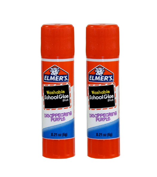 Elmer's Washable Glue Sticks, Disappearing Purple, 2 Pack, 0.21 oz each