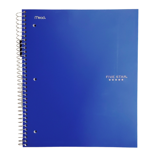 Five Star Spiral Notebook, 3 Subject, College Ruled, 150 Sheets, 8-1/2" x 11", Pacific Blue (73623)