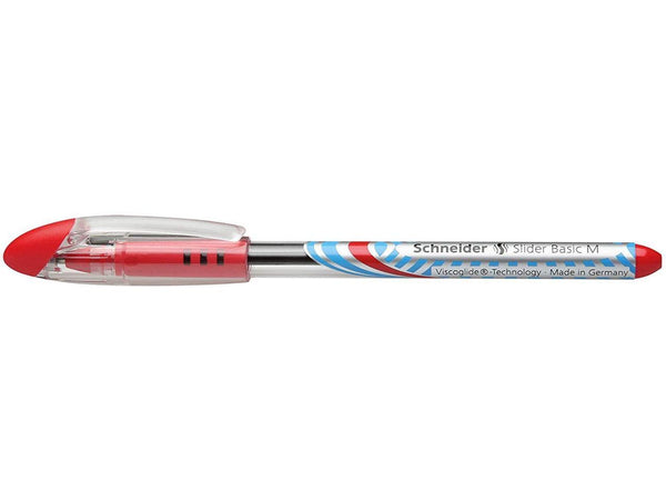 Schneider Slider M Ballpoint Pens, Red Ink, Made in Germany, Pack of 10, Med Ink (SCHN151102)