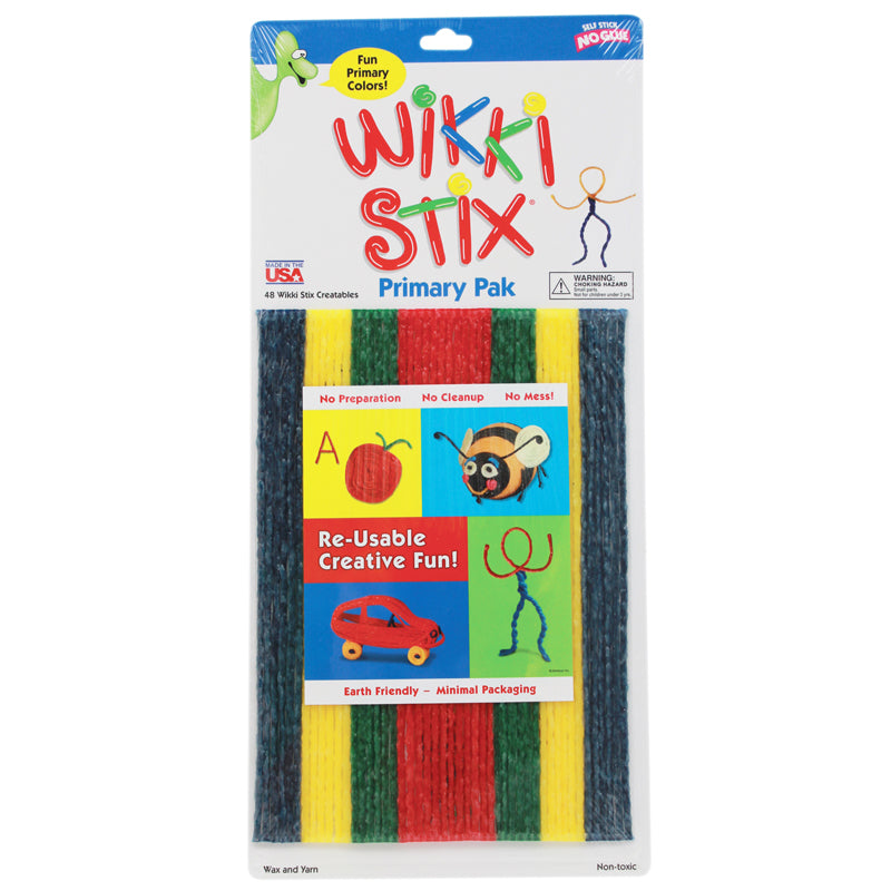 Wikki Stix, Primary Pak, 48 Self Stick Wax Yarn Sticks