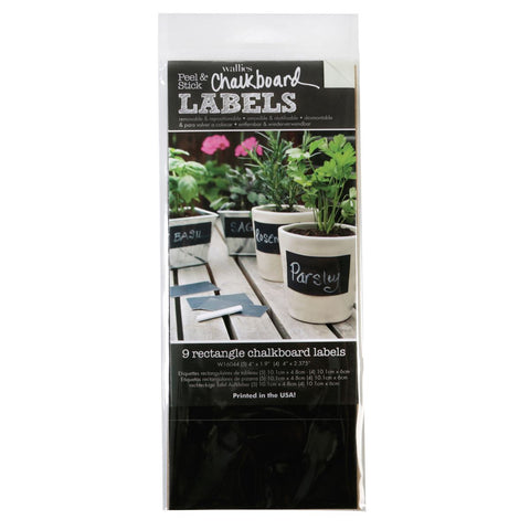 Wallies Peel & Stick Rectangle Chalkboard Labels, 9 Labels, 4" (W 16044)
