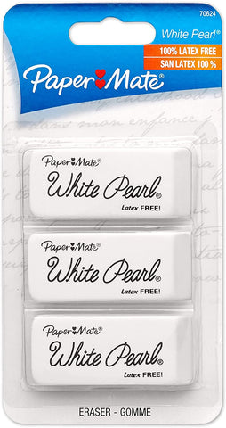 Paper Mate White Peal Erasers, Pack of 3 (70624)