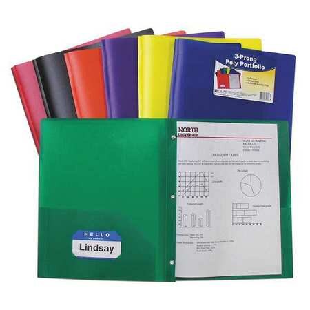 C-Line 3-Prong 2 Pocket Poly Portfolio / Folder, Assorted Colors