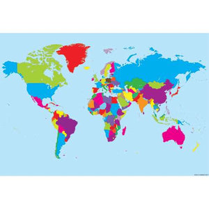 Ashley Smart Poly Chart 13"x19", World Map (ASH91013)