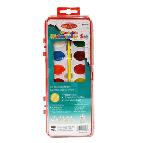 Creative Arts Washable Watercolor Set, 16 Oval Pans (CHL 40516)