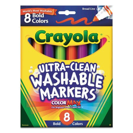 Crayola Washable Markers, Broad Line, Bold Colors, 8 Count (58-7832)