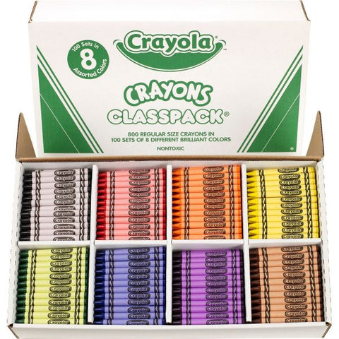 Crayola Crayons Classpack, 8 Assorted Colors, 800 Count (52-8008)