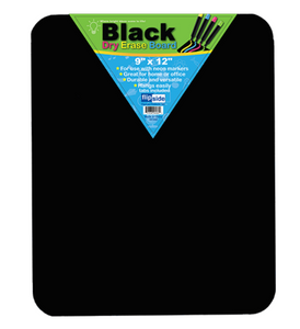 Flipside Black Dry Erase Board w/Mounting Adhesive, 9" x 12" (40065)