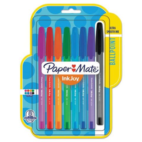 Paper Mate InkJoy 100ST Ballpoint Pens, Medium Point, 1.0mm, Assorted Colors, 8 Count