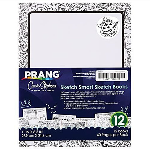 Prang Sketch Smart Sketch Book, White, 11" x 8.5", 40 Pages, 12 Books (P 4819)