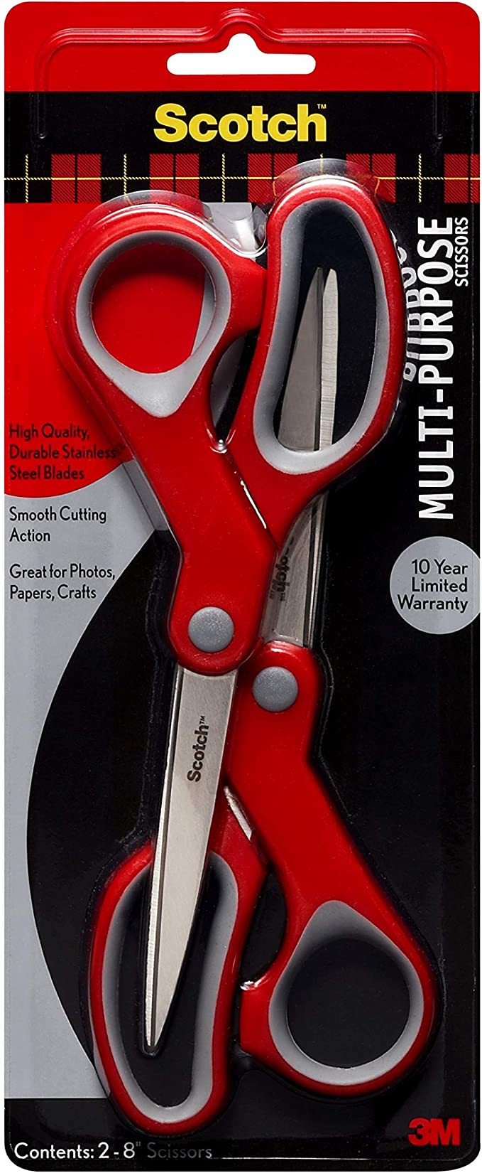 Scotch Multi-Purpose 8" Stainless Steel Scissors, Pack of 2 (909776)