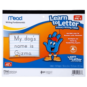 Mead Learn to Letter Primary Writing Tablet, Grades PK-1, 40 Sheets, 10" x 8" (48077)