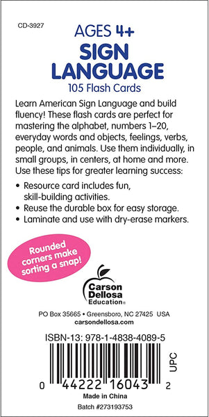 Carson Dellosa Sign Language Flash Cards (CD 3927)