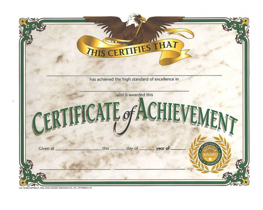 Flipside Certificate of Achievement, 8.5" x 11" - Pack of 30 (VA 508)