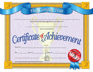Hayes Certificate of Achievement, Pack of 30, 8.5" x 11"(VA608)